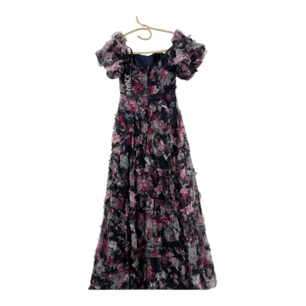 JOVANI Off-the-Shoulder Floral Gown with Layered Ruffle Details NEW Size 2 40331 - Picture 9 of 17